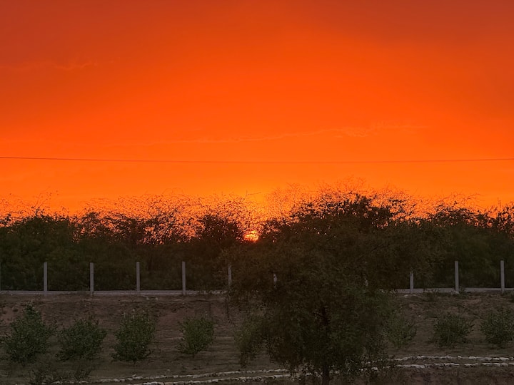 Sunset over Dhan Valley Farm